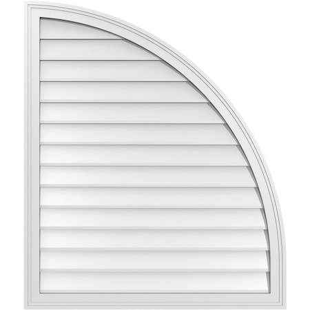 Ekena Millwork Quarter Round Top Right Surface Mount PVC Gable Vent w/ 2"W x 2"P Brickmould Sill Frame, 34"W x 40"H GVPQR34X4003SN